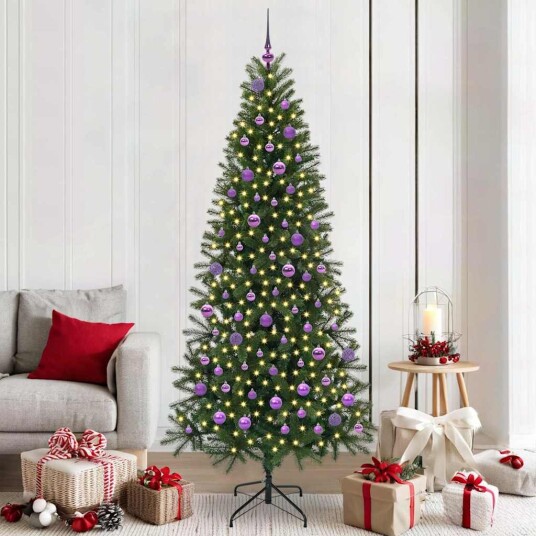 Kunstig juletre med 300 LED med stativ grønn 210 cm PE og PVC