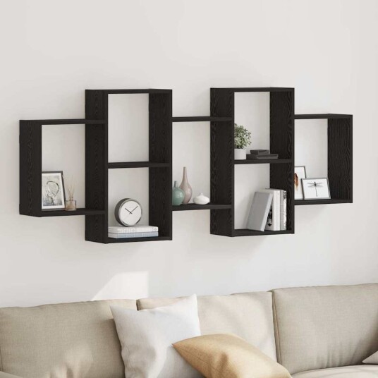 vidaXL Vegghylle svart eik 159x18x65 cm konstruert tre