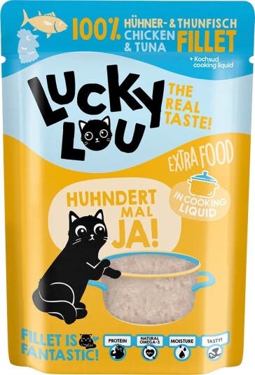 Lucky Lou Våtfôr Extra Food & Tunfisk I Buljong Kylling 12 X 70 G