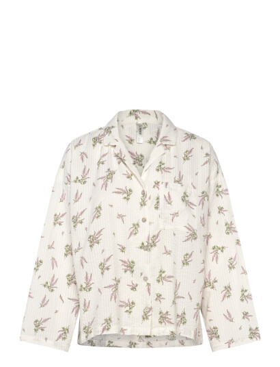 Lindex Pyjama Shirt Seersucker - Cream - XL
