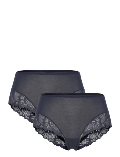 Lindex Brief Reg Blenda Cotton W Lace Navy XS