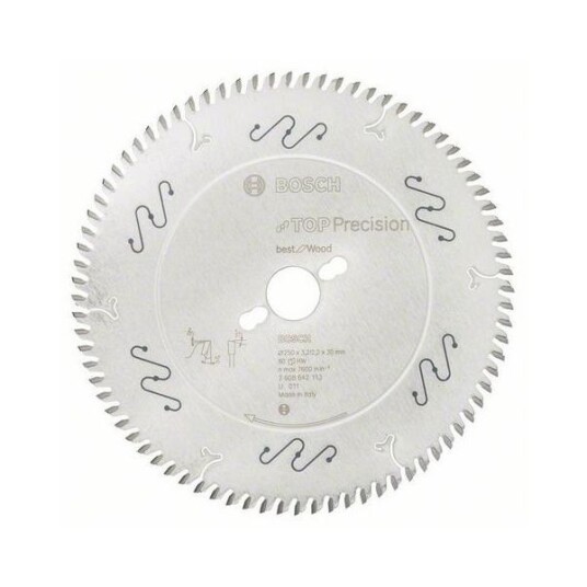 Bosch 250 mm Top Precision Sagklinge 80T for Tre med 30 mm Hulldiameter