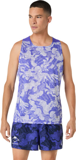 Asics Men's Fujitrail Singlet Cobalt Burst/Cream S Asics Men's Fujitrail Singlet Cobalt Burst/Cream S