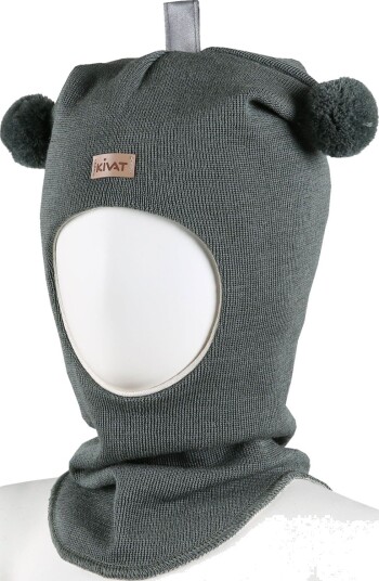 Kivat Balaclava i Ull Dusker Logo Green 3 (5-8år)