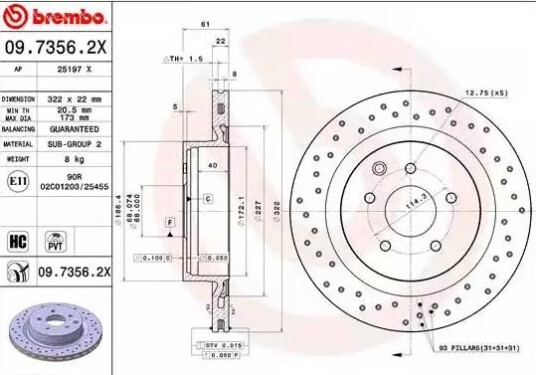 Bremseskive BREMBO 09.7356.2X