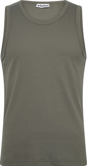 Weekday Classic Ribbed Tank Top   Khaki green   M