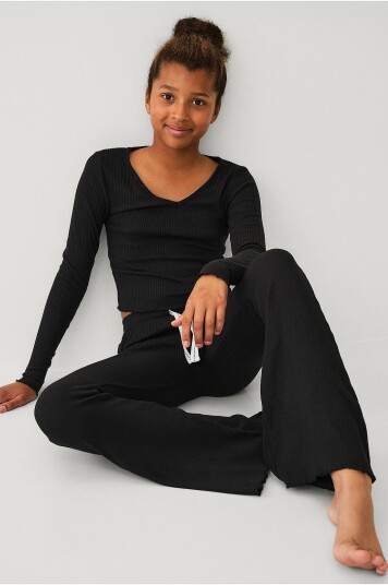 Ellos Collection Ribbede lounge bukser Svart Ellos Collection Ribbede lounge bukser Svart
