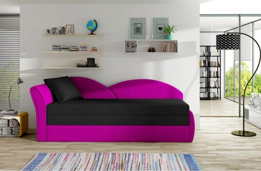 Sofa Eltap Aga 218x80x77 cm Alova 04 Alova 76 Svart Rosa Venstre