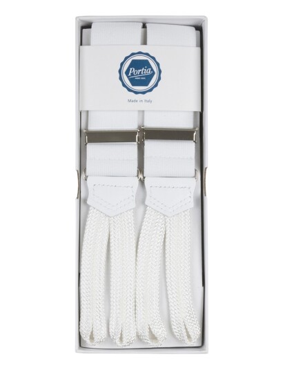 Portia 1924 Suspenders Textile Ends - White - ONE SIZE