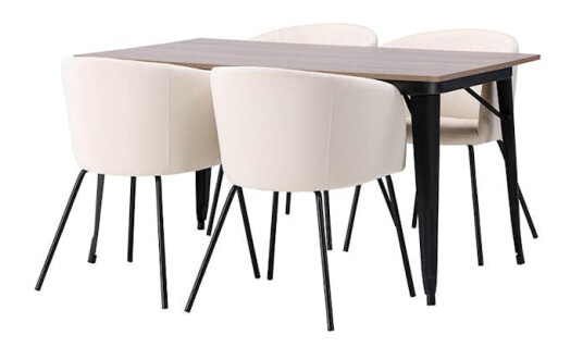 Spisegruppe Venture Home Tempe 140 cm med 4 Berit Stoler Fløyel