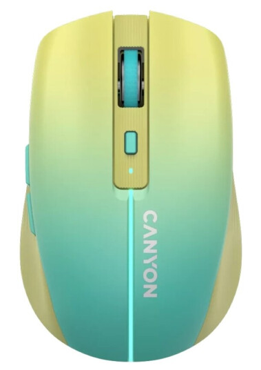 Canyon Mw-44, 2In1 Wireless Optical Mouse Bluetooth/Wireless 800/1200/1600 Dpi, 8 Print, 7 Led, Battery, Usb-C