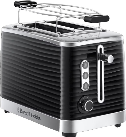 Russell Hobbs Inspire Brødrister 2 Skiver med Bagelfunksjon og Uttrekkbar Smuleskuff Sort RH2437156