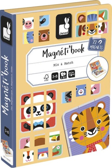 Janod MagnetiBook Magnetspill Dyr 72 Magneter