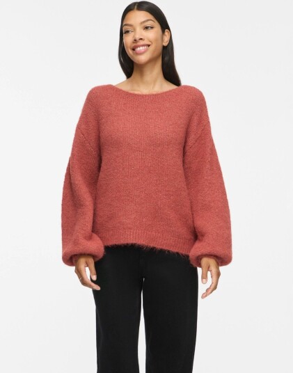 Vila Marley Long Sleeve Knit Pullover Burgunder L