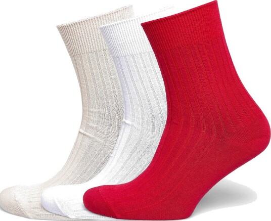 Weekday 3 Pack Ribbed Crew Socks RED DARK 39 41