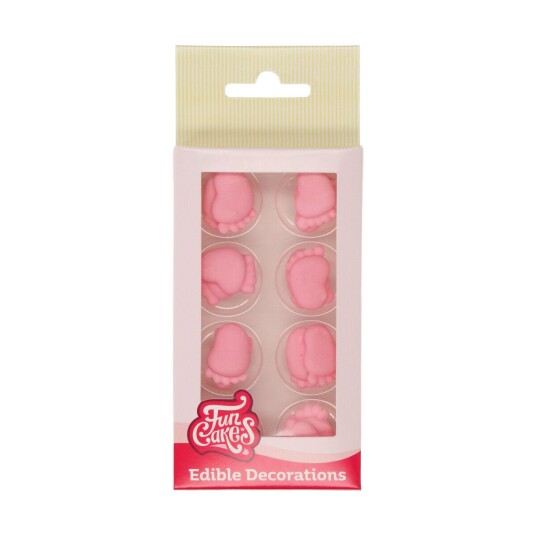 Funcakes Spiselig Kakepynt Rosa Babyføtter Pk/16 