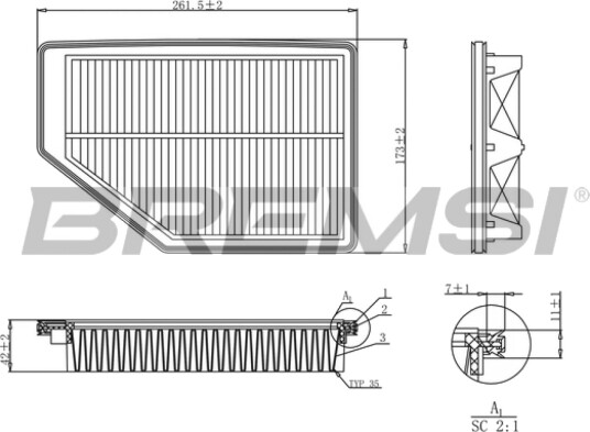 Luftfilter BREMSI FA1190 Luftfilter BREMSI FA1190