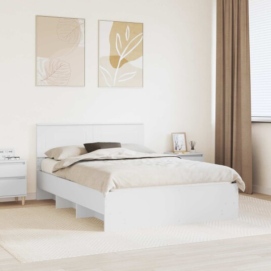  Sengestamme med hodegjerde Hvit 140 x 200 cm Konstruert tre