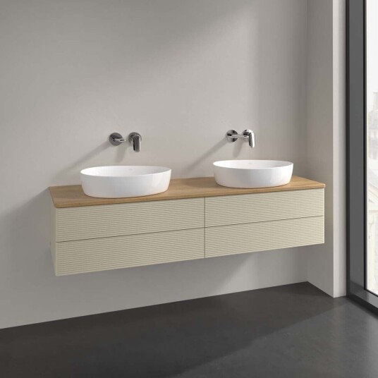 Villeroy & Boch Antao Servantskap med 4 skuffer 160x50x36 cm m/lys Grå Matt/Eik