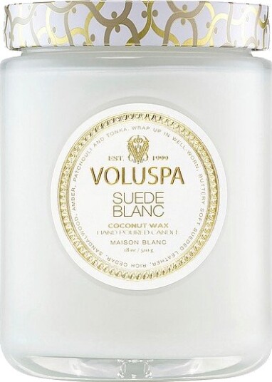 Voluspa Suede Blanc Large Glass Jar Candle 100H Hvit