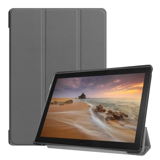 INCOVER Lenovo Tab E10 Skinn Deksel med Tri-fold Stand - Grå