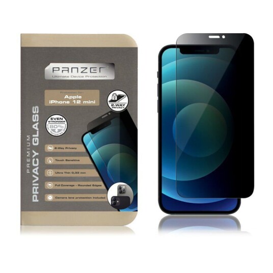 Panzer Privacy Glass for iPhone 12 Mini, 2-Veisk skjermbeskytter i glass