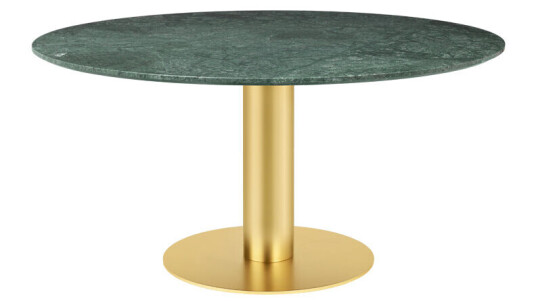 Gubi 2.0 spisebord marble green, Ø 150, messingstativ