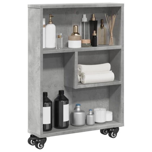 Smal oppbevaringsvogn betonggrå 48x13x68 cm konstruert tre Smal oppbevaringsvogn betonggrå 48x13x68 cm konstruert tre