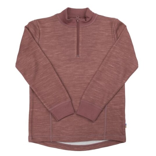 Joha Kids ull/bambus trøye med zip mørk rose 90 Joha Kids ull/bambus trøye med zip mørk rose 90