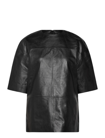 Mango 100% Leather Oversized T Shirt Black S