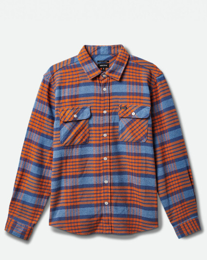 Brixton Bowery L/S Flannel Blå, Oransje