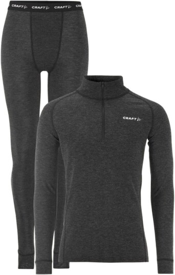 Craft Men"s Wool Merino Half Zip Set Black/melange, L
