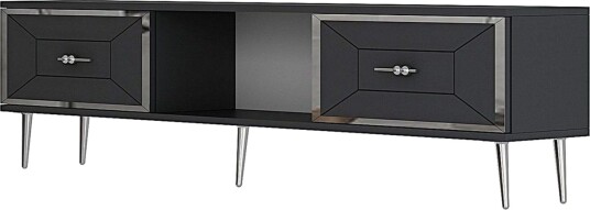 Virdel TV-benk 150 cm - Antrasitt/Sølv