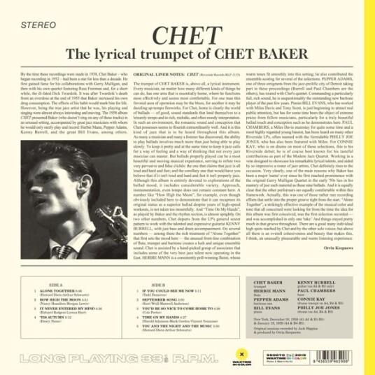 Chet Baker  Chet (The Lyrical Trumpet Of Chet Baker)  LP/Vinyl