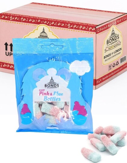 20 stk Fizzy Pink & Blue Bottles   Hel Eske Bonds of London UK