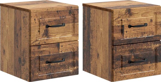 Vegghengt Nattbord 2 pcs Gammelt tre 34,5 x 33 x 40 cm