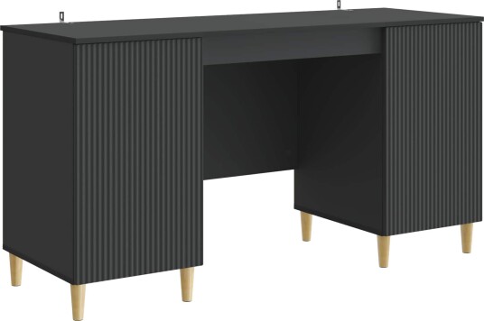 vidaXL Skrivebord med hylle Svart 142,5 x 50 x 75 cm Konstruert tre