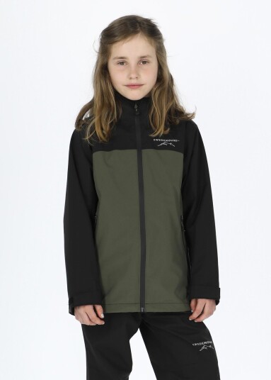 Swedemount Bodö Rain Jacket Jr Black/Olive 120 Regnjakker
