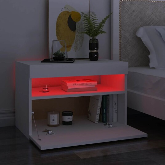 vidaXL TV-benk med LED-lys hvit 60x35x40 cm 8720286218198