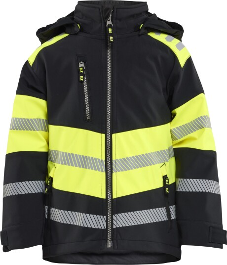 Blåkläder 5211-2513 Softshelljakke svart/gul, for barn 146/152, Klær