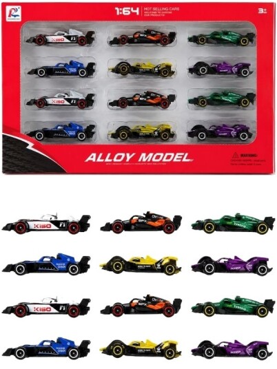 Die-Cast Metallbiler 12-Pakning Racerbiler