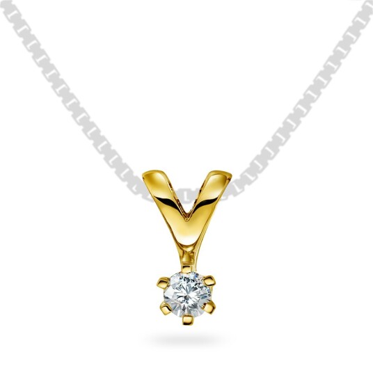Olivia by Gullfunn, Anheng i 585 gult gull med diamant 0,10 ct