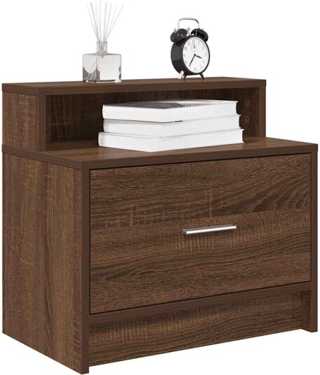 Nattbord med skuff brun eik 51x31x47 cm 8721158575593
