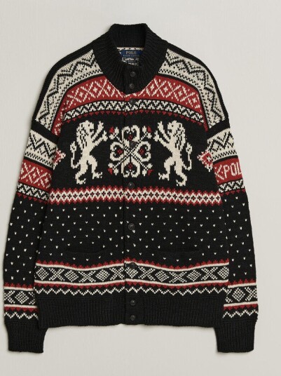 Polo Ralph Lauren Cotton/Cashmere Cardigan Black Combo