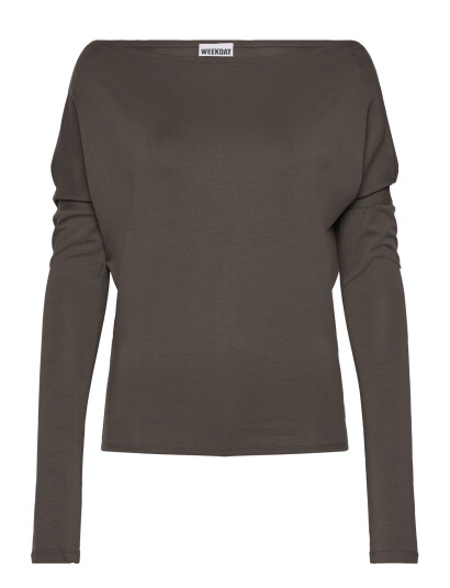 Weekday Drapy Long Sleeve Top - Brown - XS