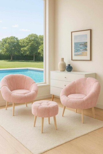 Wing Chair & Pouffe Set (3 Pieces) Atelier Del Sofa -