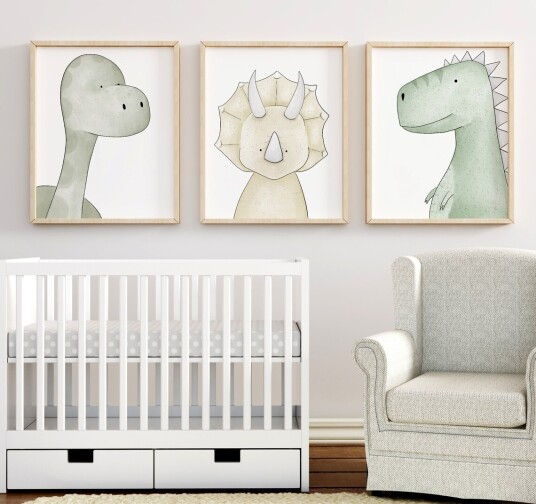 Plakater Brølende Dinosaurer / Sett med 3 Plakater Brølende Dinosaurer / Sett med 3