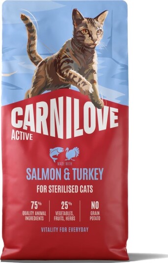 Carnilove Adult Active Sterilised Tørrfôr Laks & Kalkun 2x6kg