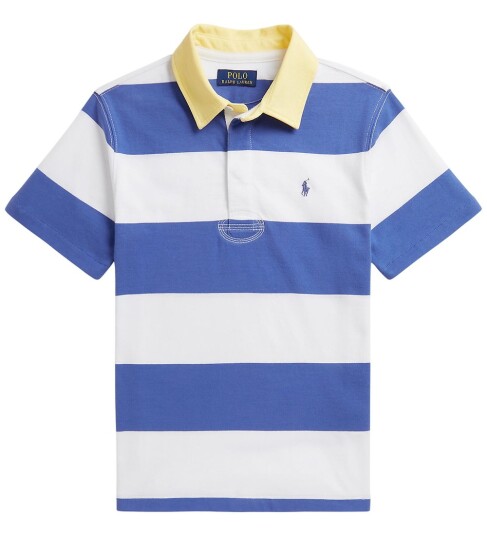 Ralph Lauren Kids Striped Cotton Short Sleeve Rugby Shirt Blue 109 116