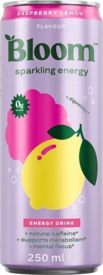 Bloom sparkling energy raspberry lemon 250 ml Bloom sparkling energy raspberry lemon 250 ml
